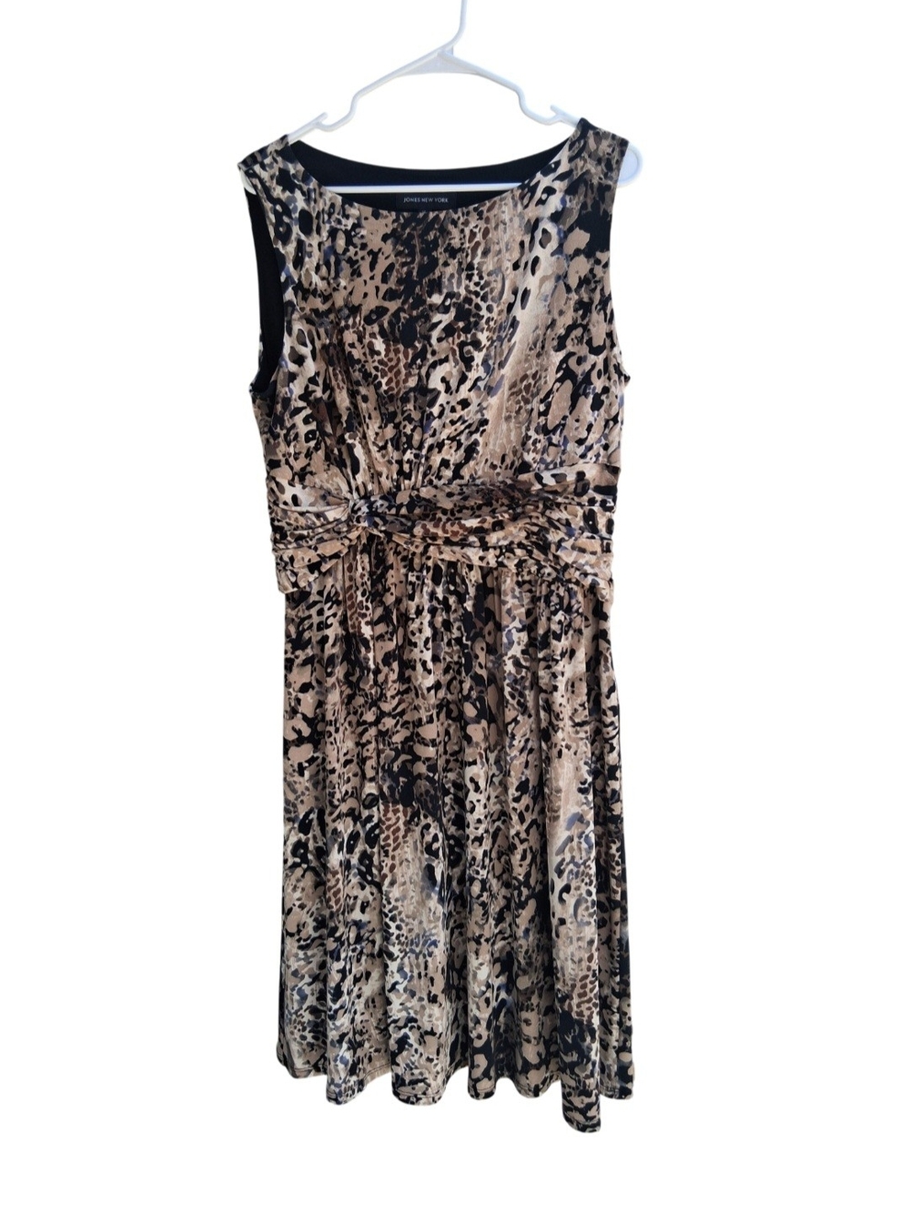 Jones New York Leopard-Print Sleeveless Midi Dress - Tan & Black   Size   14